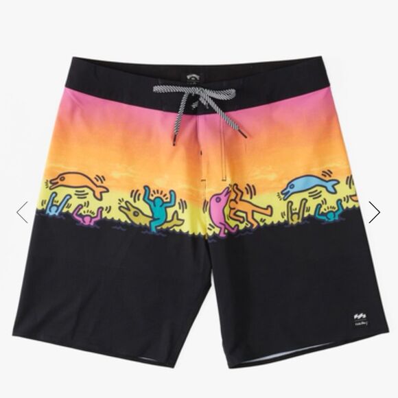 Billabong NWT Keith Haring Dolphin Dance Airlite Performance Boardshorts! - Picture 3 of 10